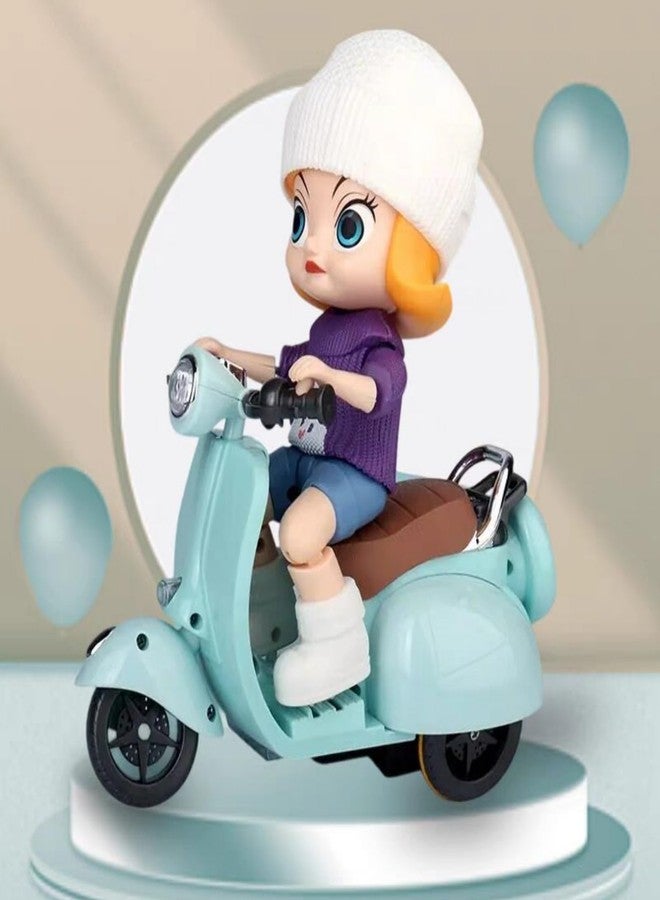 Liotww Motorcycles Scooter Toy Doll - with Light and Music, Cute Have a Seat Accessories, Interactive Rotating Decor Desktop Ornaments for Collectors (Blue) - Image 5